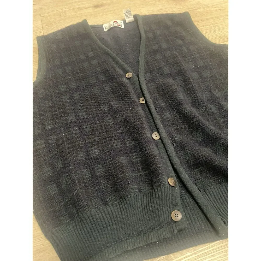 Florence Tricot Italy Sweater Vest Size M Wool Blend Checker Blocks Blue‎ Green